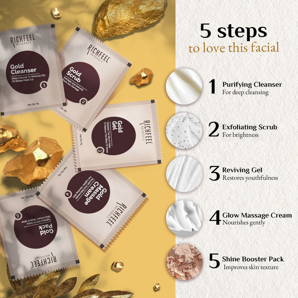 Richfeel Gold Facial Kit 5X6G Pack of 4