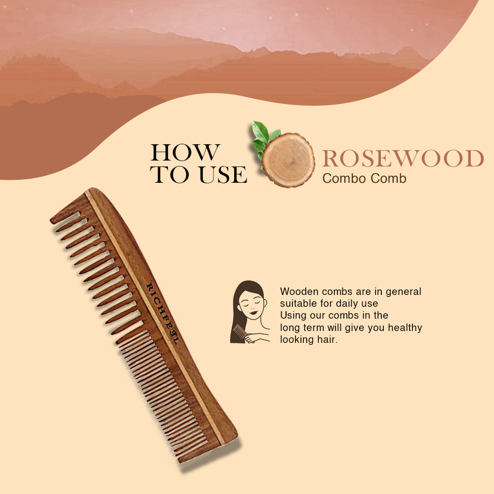 Richfeel Rosewood Handcrafted Combo Comb 100 g